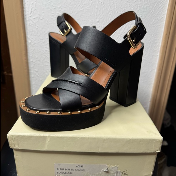 Alara 6cm sig c/suede coach heels - Picture 4 of 7